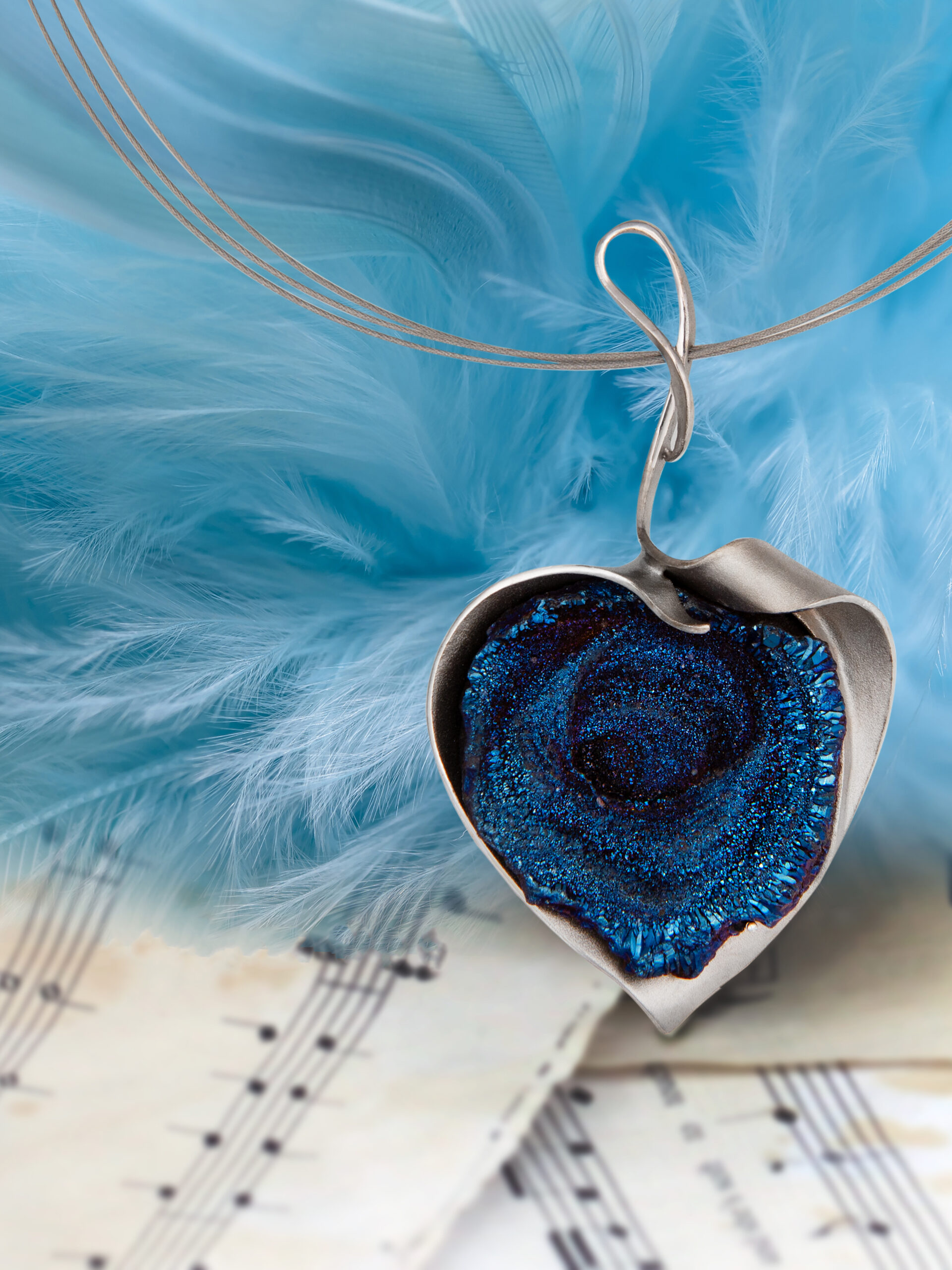 sterling silver, druzy agate unique pendant